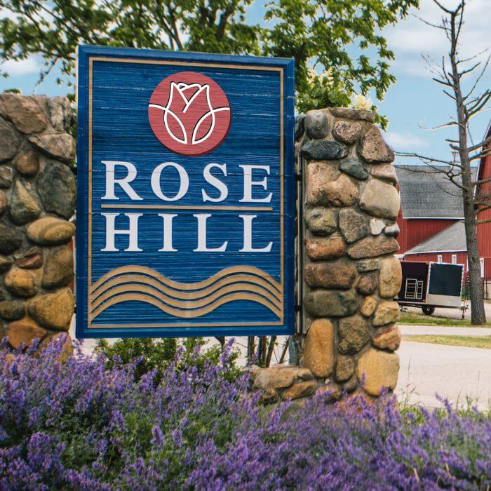 An image of the welcoming entrance to Rose Hill Center, inviting individuals seeking residential mental health treatment to a peaceful and therapeutic environment