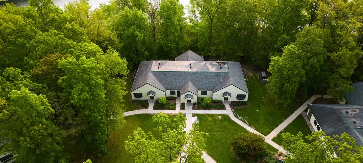 A photo overlooking a residential building at Rose Hill Center