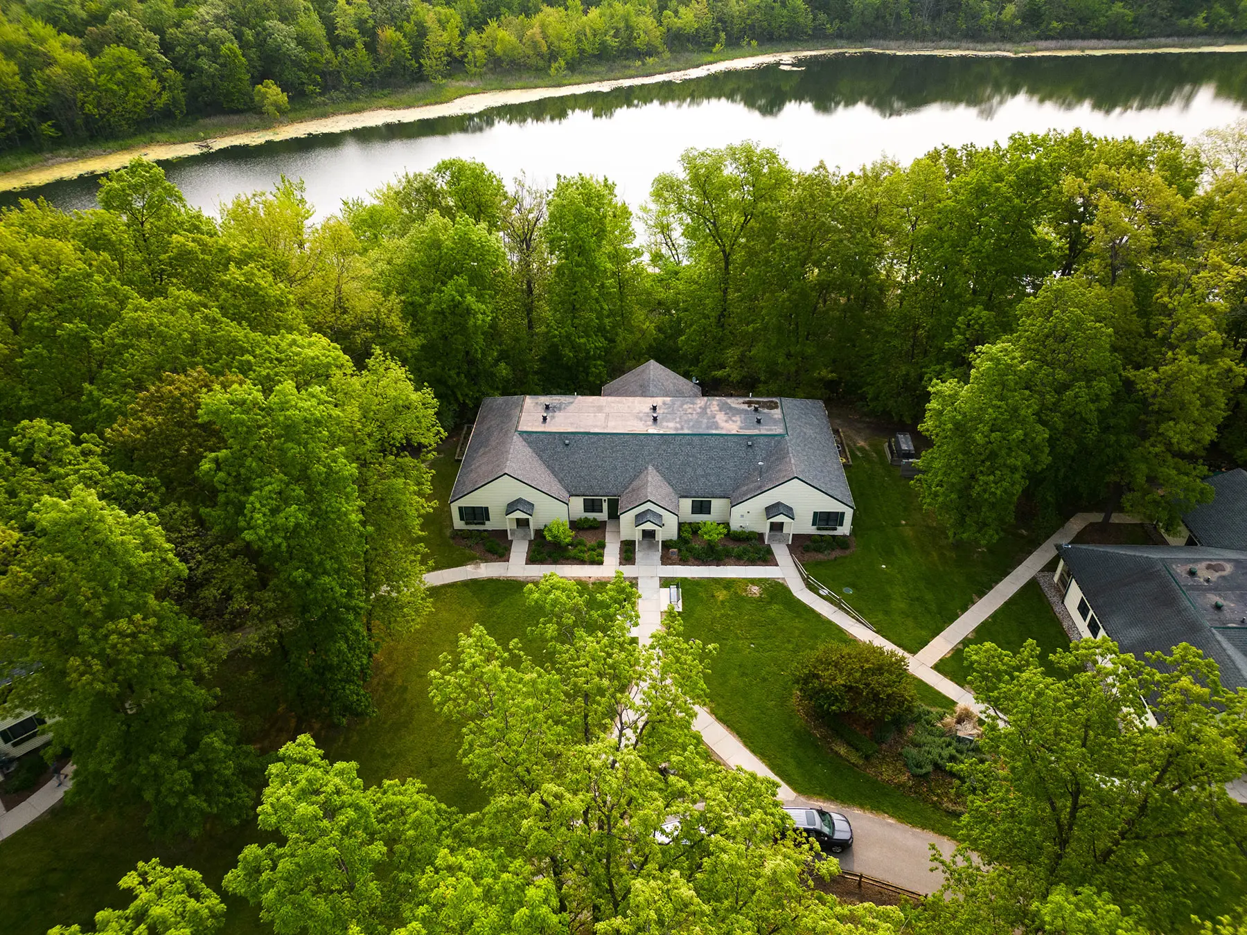 A photo overlooking a residential building at Rose Hill Center