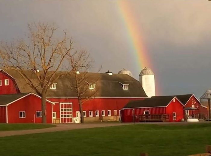 Rose Hill Center barn photo with rainbow